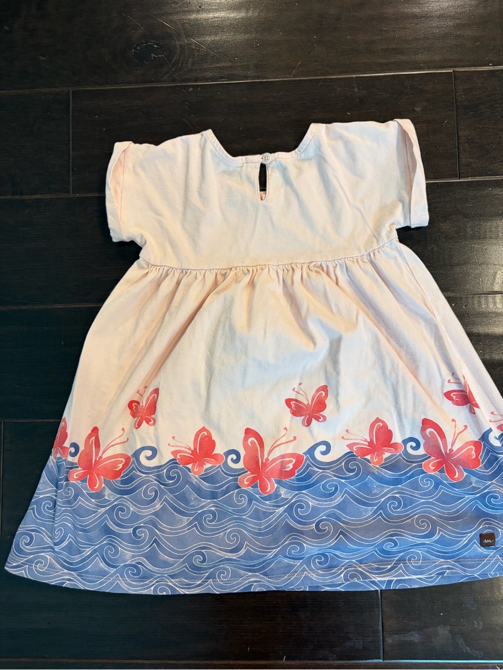 Tea Collection Girls Pink Butterfly Border Print Dress